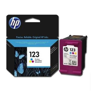 HP 123 Tri-Color Original Ink Cartridge F6V16AE | CMY Dye-Based Ink | Standard Capacity | 100-Page Yield
