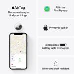 Apple AirTag 1pc White – Bluetooth & UWB Tracking, Precision Finding, IP67 Water Resistant, Built-in Speaker, Replaceable CR2032 Battery