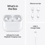 Apple AirPods Pro 2nd Gen USB-C White – H2 Chip, Active Noise Cancellation, Adaptive Transparency, Personalized Spatial Audio, IP54 Water Resistant