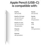 Apple Pencil USB-C MUWA3ZA/A White – Pixel-Perfect Precision, Tilt Sensitivity, Low Latency, Magnetic Attachment, USB-C Charging