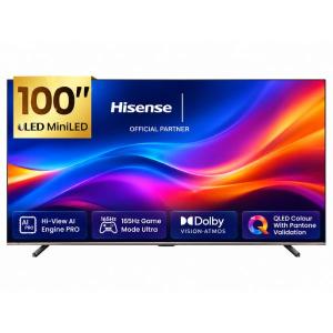 Hisense 100U7Q-RM 100-Inch 4K UHD Mini-LED QLED Smart TV – 165Hz Game Mode Ultra, Dolby Vision IQ & Atmos, 1000 Nits, VIDAA OS, HDMI 2.1