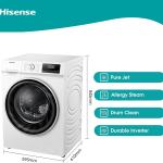 Hisense 10Kg Front Load Washing Machine WFQY1014EVJM – Inverter Motor, 1400RPM, Steam Care, Jet Wash, A+++ Energy