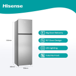 Hisense 328L Double Door Fridge RT328N4DGN – Frost-Free, Multi-Air Flow, Fast Freeze, LED Display, Humidity Control, Silver Finish