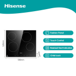 Hisense HHU60CEEC 60cm Built-In Ceramic Hob – 4 Cooking Zones, Touch Control, 9 Power Levels, Timer, Child Safety Lock