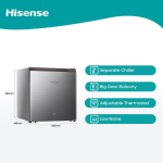 Hisense 60L Single Door Refrigerator RR60D4ASU – Compact Design, Internal Freezer, Mechanical Thermostat, Low Noise, Energy Efficient