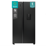 Hisense 750L Side-by-Side Fridge RC-75WS4SB1 – Glass Black Finish, Frost-Free, Multi-Air Flow, Built-in Water Dispenser, LED Touch Control, A+ Energy Rating