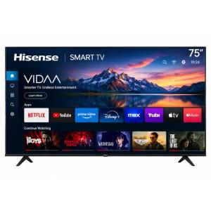 Hisense 75A6Q 75-Inch 4K UHD Smart Digital TV - VIDAA OS, Dolby Vision, DTS Virtual:X, Built-in DVB-T2/S2 Decoder, Dual-Band Wi-Fi, Bluetooth 5.0, 3x HDMI 2.0 & 2x USB - Black