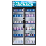 Hisense 810L Double Door Display Chiller – FL-81 | Toughened Glass Doors, No Frost Cooling, LED Lighting, Adjustable Shelves, Lock & Casters