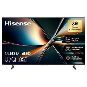 Hisense 85U7Q-RM 85-Inch 4K Mini-LED ULED Smart Digital TV - Quantum Dot Color, 144Hz Game Mode Pro, Built-in DVB-T2/S2, VIDAA OS - Black
