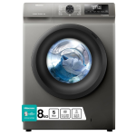 Hisense 8Kg Front Load Washing Machine – WFQP8012JT/S | 1200 RPM Spin, Inverter Motor, Steam Wash, Quick Wash 15’, Drum Clean, Child Lock & A+++ Energy Rating
