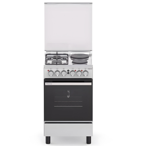 Hisense HF522GEES 50x50cm Cooker – 2 Gas Burners + 2 Electric Plates, 68L Electric Oven, Rotisserie, Auto Ignition, FFD Safety, Double Glass Door