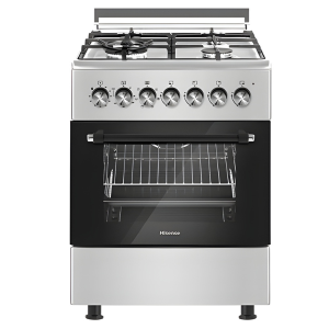 Hisense HF631GEES 60x60 Cooker – 3 Gas Burners + 1 Electric Hotplate, 6-Function Electric Oven, Wok Burner, Auto-Ignition, Flame Failure Safety