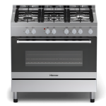 Hisense HF942GEES 60x90 Cooker – 4 Gas Burners + 2 Electric Plates, 109L Electric Oven, 6 Cooking Functions, Wok Burner, Auto-Ignition, Flame Failure Safety