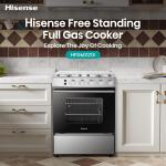 Hisense HFG6012X 60x60cm Gas Cooker – 4 High-Efficiency Burners, 67L Gas Oven with Grill & Rotisserie, Auto Ignition, FFD Safety, Stainless Steel Finish