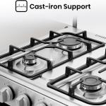 Hisense HFG6012X 60x60cm Gas Cooker – 4 High-Efficiency Burners, 67L Gas Oven with Grill & Rotisserie, Auto Ignition, FFD Safety, Stainless Steel Finish