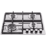 Hisense HHU60GAGR 60cm Built-In Gas Hob – 4 Burners, Stainless Steel, Auto Ignition, Flame Failure Safety, Cast Iron Pan Supports