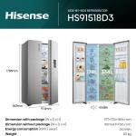 Hisense PO-670 670L Side-by-Side Refrigerator – Total No Frost, Multi-Airflow Cooling, Inverter Technology, Water & Ice Dispenser, LED Touch Control, Silver Finish