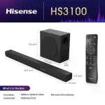 Hisense HS3100 3.1Ch Sound Bar – 480W, Wireless 6.5" Subwoofer, Dolby Digital Plus, DTS Virtual:X, Bluetooth 5.3, HDMI ARC