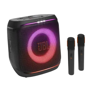 JBL PartyBox Encore Essential 2 Portable Bluetooth Speaker – 100W RMS, Dual Wireless Mics, Dynamic Light Show, IPX4 Splashproof, 15H Battery – Black