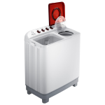 Samsung WT12J4200MR 12KG Twin Tub Washing Machine – Air Turbo Drying, EZ Wash Tray™, Rust-Free Plastic Body, Double Storm Pulsator, Light Grey