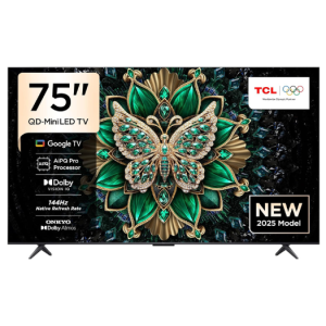 TCL 75C6K 75" QD-MiniLED 4K Google TV – HDR10+, Dolby Vision IQ, AiPQ Pro Processor, 144Hz VRR, Onkyo 2.1 Audio