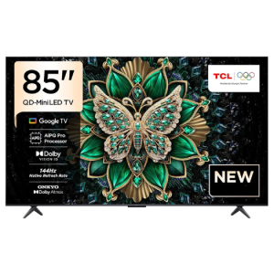 TCL 85C6K 85-Inch QD-MiniLED 4K Google TV – 144Hz VRR, AiPQ Pro Processor, Dolby Vision IQ, Dolby Atmos, ONKYO 2.1 Hi-Fi Audio, HDMI 2.1